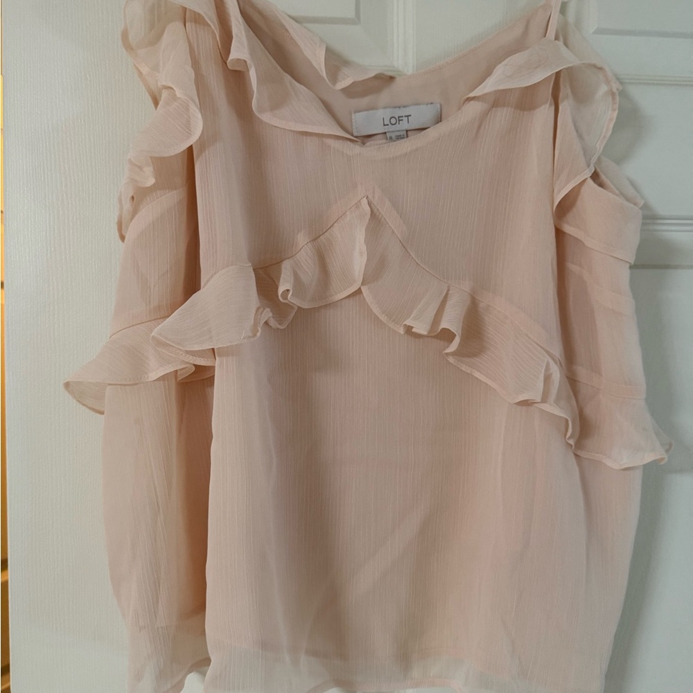 LOFT Women's Blouse with Ruffle Detail - Light Pink